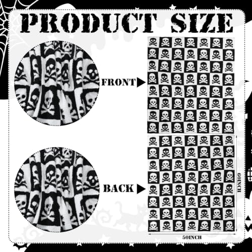 Halloween Goth Skull Blanket, Gothic Knit Throw Blanket 50 x 60 - color: Black and White, style: Halloween Skull