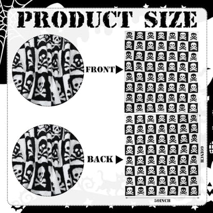 Halloween Goth Skull Blanket, Gothic Knit Throw Blanket 50 x 60 - color: Black and White, style: Halloween Skull