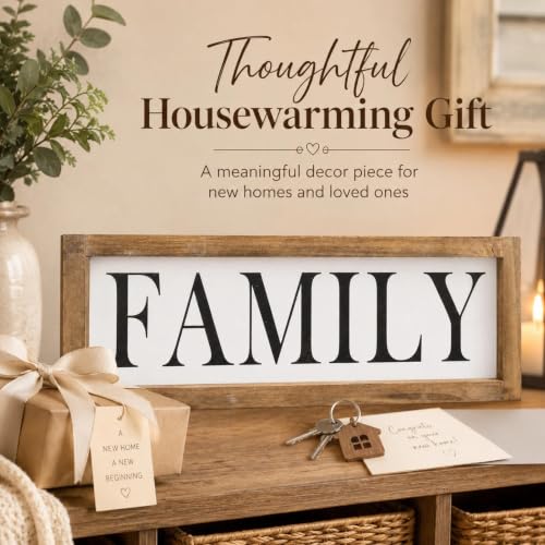Wooden Family Sign Wall, Shelf, Mantel, Entryway Table Home Decor - color: white-family