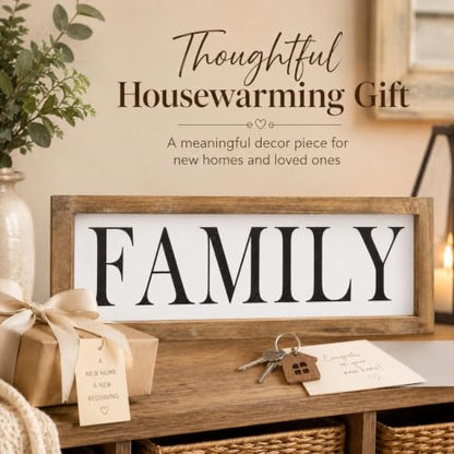 Wooden Family Sign Wall, Shelf, Mantel, Entryway Table Home Decor - color: white-family