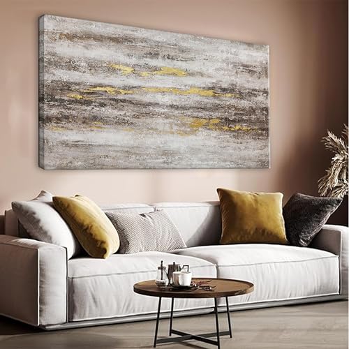 YISXINOAG Brown Grey Abstract Canvas Wall Art Decor For Living Room | 20x40 Inch brown grey abstract wall art, textured canvas print for bedroom office dining room home decor - color: Camel, size: 40"L x 20"W