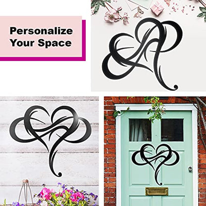 Vivegate Infinity Heart Metal Wall Plaque, Unique Infinity Heart Wall Decor Love Sign Steel Art Geometric Wall Decor Set Cut Out for Outside (Medium - 13"X11.5") - size: 16"L x 12"W