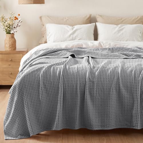 Exclusivo Mezcla 100% Cotton Blanket Full Size for Bed, Light Grey - color: Light Grey, size: Full (80" x 90")