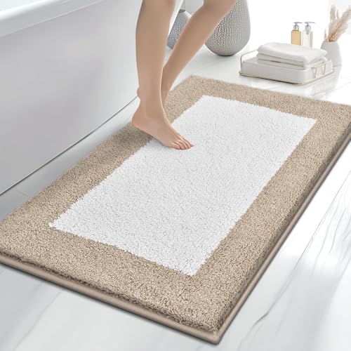 anllugs Bathroom Rugs, 30" x 46" Soft Bath Rugs, Beige & White - color: Beige & White, size: 30" X 46"