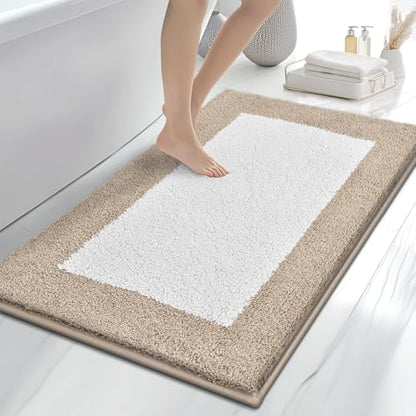 anllugs Bathroom Rugs, 30" x 46" Soft Bath Rugs, Beige & White - color: Beige & White, size: 30" X 46"
