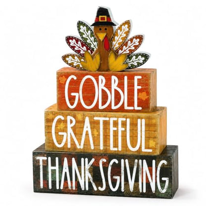 4Pcs Fall Table Decoration Thanksgiving Wooden Turkey Sign - style: Turkey