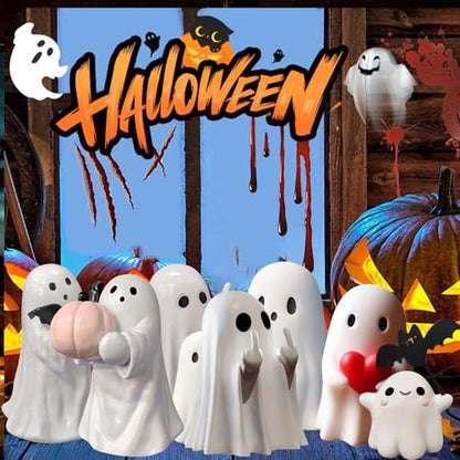Red Heart Ghost Figurine,Halloween Cute Ghost Statue for Shelf Mantel, - color: Red Heart Ghost