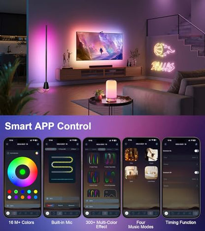 Ericlin 1PCS Smart RGB LED Corner Floor Lamp with App and Remote Control