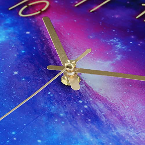 Lafocuse 12 Inch Glass Galaxy Purple Wall Clocks Battery Operated Space - color: Purple