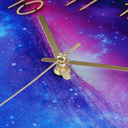Lafocuse 12 Inch Glass Galaxy Purple Wall Clocks Battery Operated Space - color: Purple
