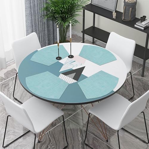 SHACOS Wedge Placemats Set of 4 Woven Vinyl Round Table Placemats Wipe Clean Round Table Mats Indoor Outdoor, Blue - color: Linen Blue