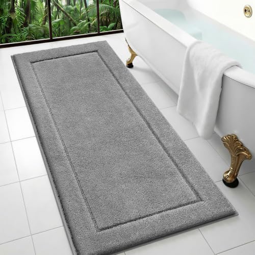 Bathroom Rug 24" x 60", Bath Mat, Runner Rug for Kitchen, Hallway - color: Grey, size: 24" x 60"