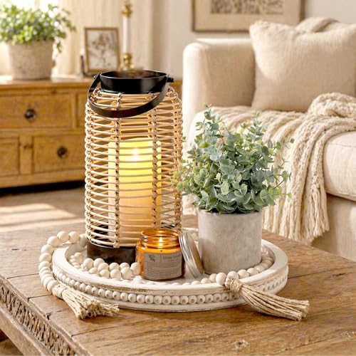 Novabright 6 Pcs Farmhouse Lantern Decor Set Candle Lanterns Rustic Bobo - style: Rustic Bobo