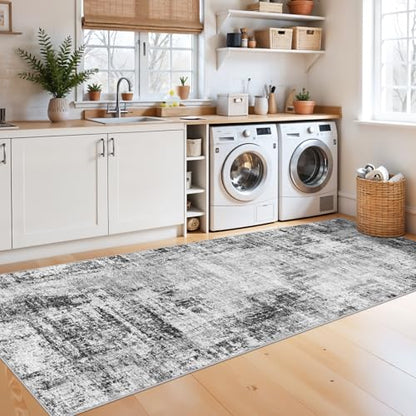 3x10 Runner Rug Non-Slip Washable: Modern Long Hallway Runner Rug Black - color: Black, size: 3' x 10' (Runner)