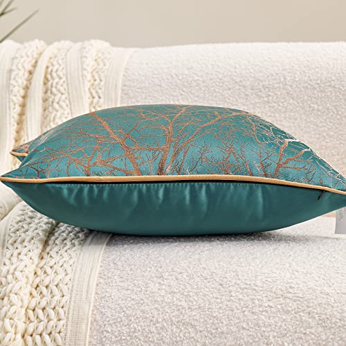 Avigers Throw Pillow Cover 18 x 18 Inch, Teal Green, Rayon Blend, Hidden Zipper - color: Teal, Green, size: 18" x 18" (Pack of 1)