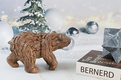 Hymmah Brown Bear Statue Home Decor Statue Rustic Home Decorations for Living Room, Boho Sculpture Resin Animal Collectible Figurines for Indoor Decor (B-Brown) - style: brown bear