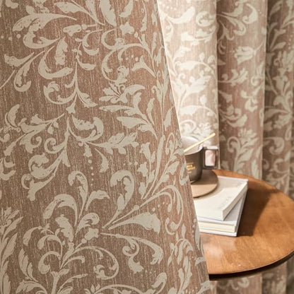 jinchan Taupe Floral Curtians 84 Inch Room Darkening Grommet 2 Panels - color: *Taupe, size: 50"W x 84"L (Pack of 2)