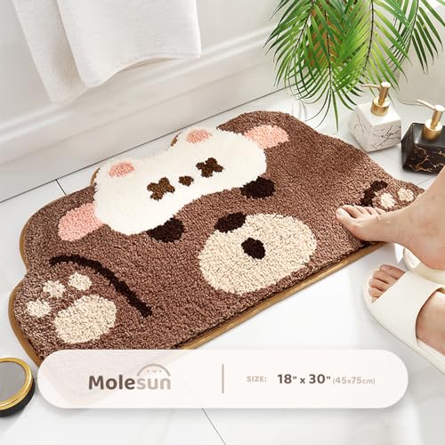 Molesun Bear Bath Mat 18x30, Soft Absorbent Microfiber Bath Rugs - color: Bear