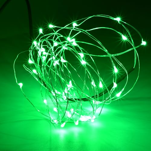 Karlling USB Plug in LED Fairy Lights,50 LED Bulbs 16 Ft Silver Wire Starry String Lights for Bedroom Patio Garden Party Wedding Commercial Lighting (Green) - color: Green, size: 50 Leds