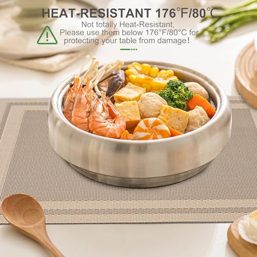 BETEAM Placemats Set of 4, Woven Vinyl Place Mats for Dining Table, Beige - color: Beige, size: 4 Pcs