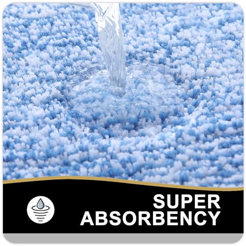OLANLY Bathroom Rugs 30x20, Soft Absorbent Microfiber Bath Rugs, Blue - color: Blue and White, size: 30" X 20"