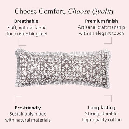 CPC Mocha Regal Block Print Ruffle Sham Pillow Cover 14x36 Inch, Pack of 1 - color: Mocha Regal, size: 36" x 14" (Pack of 1)