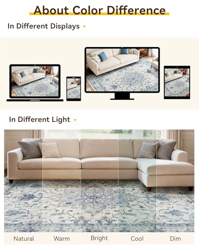 RELEANY Washable Vacuum-Friendly Area Rugs Runner 2'x8' Blue/Gray - color: Blue/Gray, size: 2' x 8' (Rectangular)