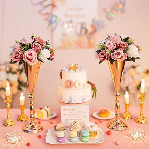 Flower Centerpieces Wedding Tables: Dusty Rose & White, 2 Packs - color: Dusty Rose & White
