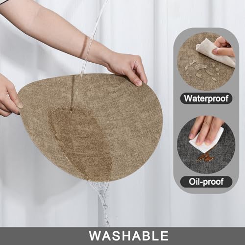 Myir JUN 14" Round Placemats Set of 4, Reversible Dual-Color Place Mats - color: Gray Beige