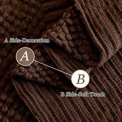 Blagic Soft Knitted Throw Blanket for Couch and Bed,Brown,50"x60" - color: Brown, size: 50 × 60 in