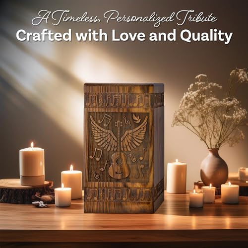 Guitar Wings Wooden Urn for Human Ashes, Medium 115 Cu in, Rosewood - color: Rosewood, size: Medium (115 Cu In, to 115 lb)