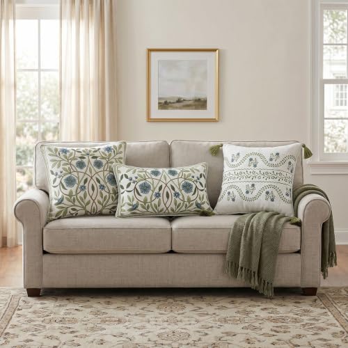 ISAENNE Designer Printed Square Throw Pillow Cover,Set of 2,18"x18" - color: Mosella D, size: 18" x 18" (Pack of 2)