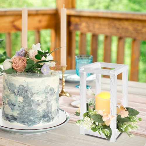 Hushee 30 Pcs Wooden Wedding Lantern Centerpiece Candles Wreaths Set,Yellow - color: Yellow