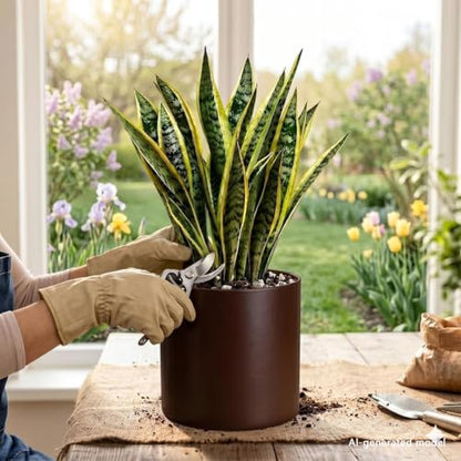 7 Inch Coffee Metal Plant Pot with Drainage Hole, Indoor Outdoor - color: Coffee