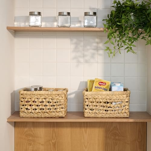 NAYA Set of 3M (11.6"x8,9"x6,9") Water Hyacinth Shelf Storage Baskets - size: Set 3 Medium