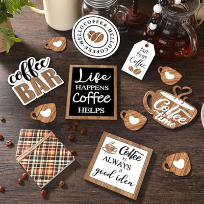 FairySandy 11 Pcs Tiered Tray Decor Farmhouse Set, Delicious Coffee - style: Delicious Coffee