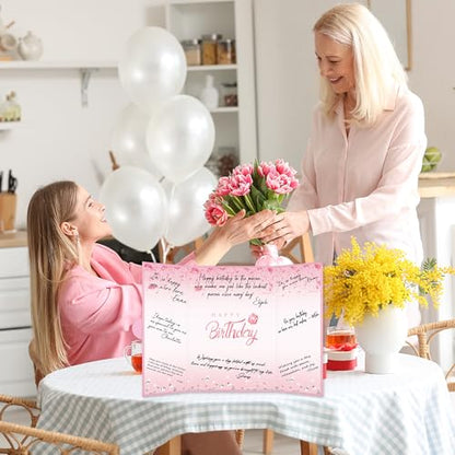 Crenics Pink Happy Birthday Guest Signature Book Alternative 18" x 12" - color: Pink - 2