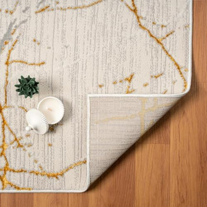 LUXE WEAVERS Modern Abstract Non-Shedding Area Rug Gold 5x7 - color: Gold, size: 5' x 7' (Rectangular)