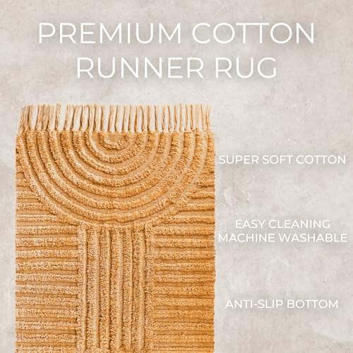 KIBAGA Beautiful Boho Rug with Tassels for Bathroom - Soft 2x3 ft Cotton - color: Mustard, size: 2' x 3' (Rectangular)