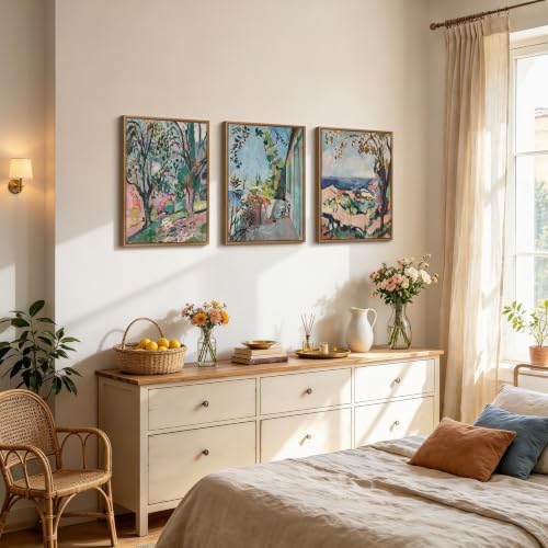 WENGTIAO 3pcs Framed Matisse St. Tropez Landscape Canvas Wall Art - color: Matisse St. Tropez Landscape, size: 12"x16"x3Pcs