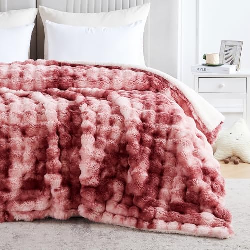 60"x80" Ultra-Soft Fuzzy Faux Fur Twin, Dusty Rose Tie Dye - color: Bubble Tie Dusty Rose, size: Twin (60" x 80")