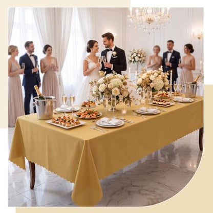 NatNarr 3 Pcs Gold Plastic Tablecloths, Scalloped Rectangle Table Cloths - color: Gold, size: 3 Pack