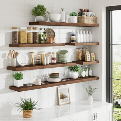 RICHFOCUS 24" Bathroom Floating Shelves for Wall 2Pack|Walnut - color: Walnut, size: 24"L x 11.6"D, Set of 2