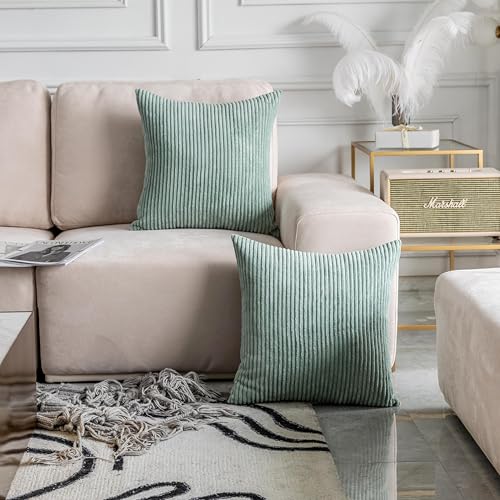 Home Brilliant Sage Pillow Covers 16x16 Sofa Couch Green Pillow Covers Square Throw Pillows for Bedroom Couch Sofa Decor, 40x40 cm, Iceburg Green - color: Iceberg Green, size: 16" x 16" (Pack of 2)