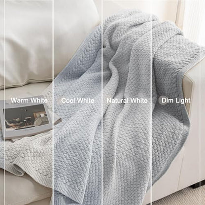 Whale Flotilla Summer Chunky Chenille Knit Throw Blanket for Couch Bed Sofa - color: Light Grey, size: Throw(50x60 Inch)