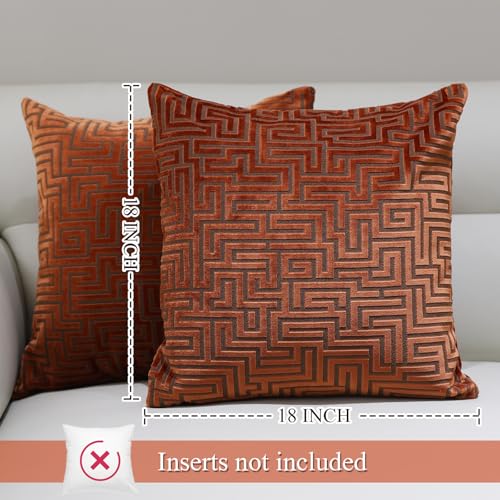 HPUK Geometric Cut Velvet Throw Pillow Covers 18x18 Inch, Set of 2 - color: Cut - Orange