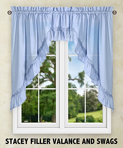 Ellis Curtain Stacey 54-by-13 Inch Ruffled Filler Valance (Slate) - color: Slate