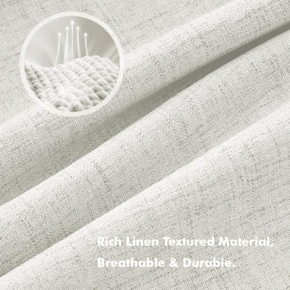 MIULEE 100% Blackout Linen Curtains 42 x 72 Inch Birch White 2 Panels - color: Birch White, size: 42"W x 72"L (Pack of 2)