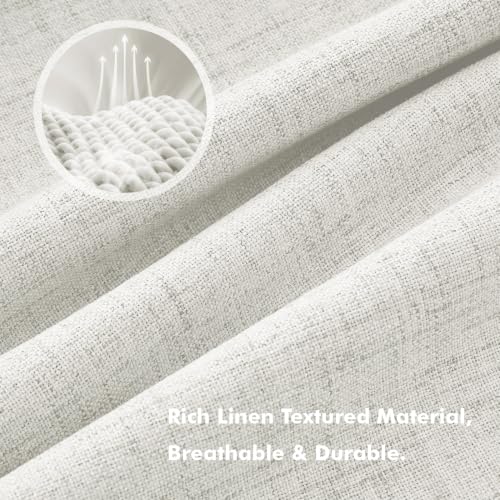 MIULEE 100% Blackout Linen Curtains 42 x 63 Inch Birch White 2 Panels - color: Birch White, size: 42"W x 63"L (Pack of 2)