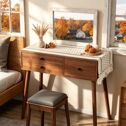 yuboo Boho Fall 48 Inch Table Runner, Rustic Farmhouse Dresser Runners - color: Beige&cream, size: 48 inch